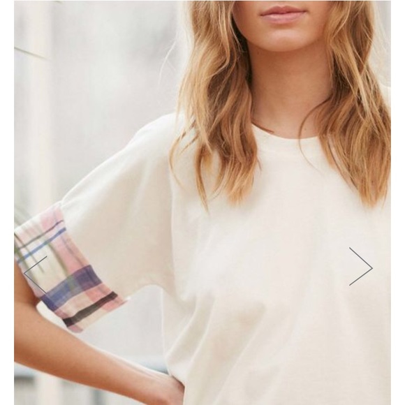 Claudie Pierlot Short Sleeve Plaid Trimmed Top - Picture 3 of 8